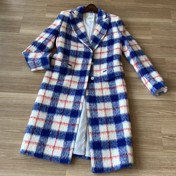 SAM New York brushed wool multicolored plaid women’s size small coat - Picture 13 of 17